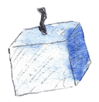 Watercolor of a squared gourd.