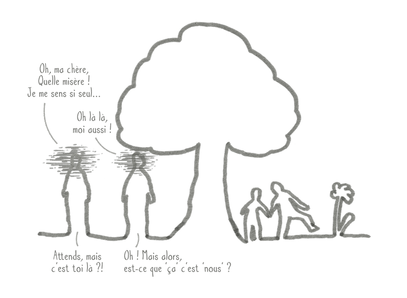 Bande dessinée représentant la solitude en fonction du point de vue que nous choisissons dans la vie.